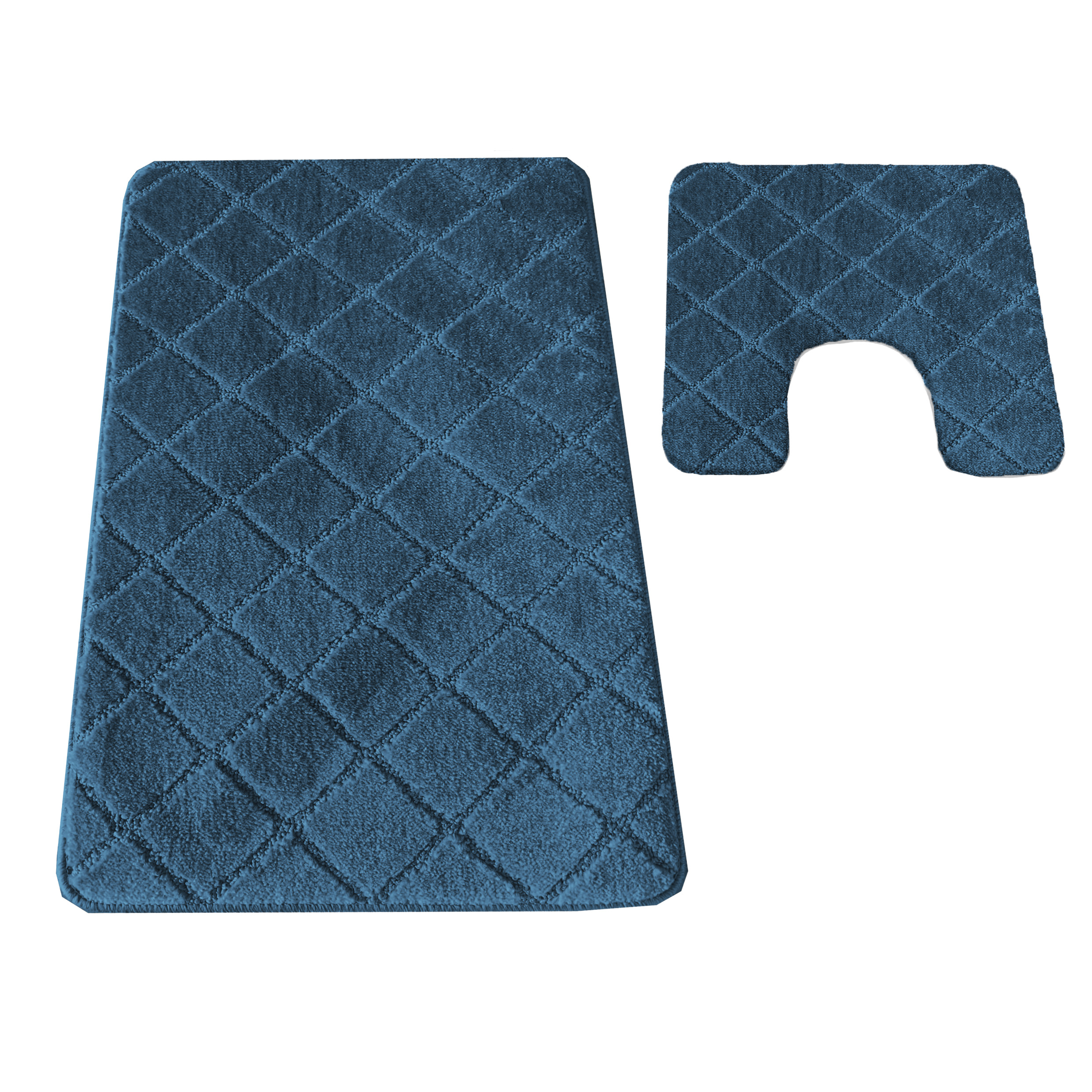 Komplet Dywaników Łazienkowych Montana Krata - Morski Pod WC Antypoślizgowy