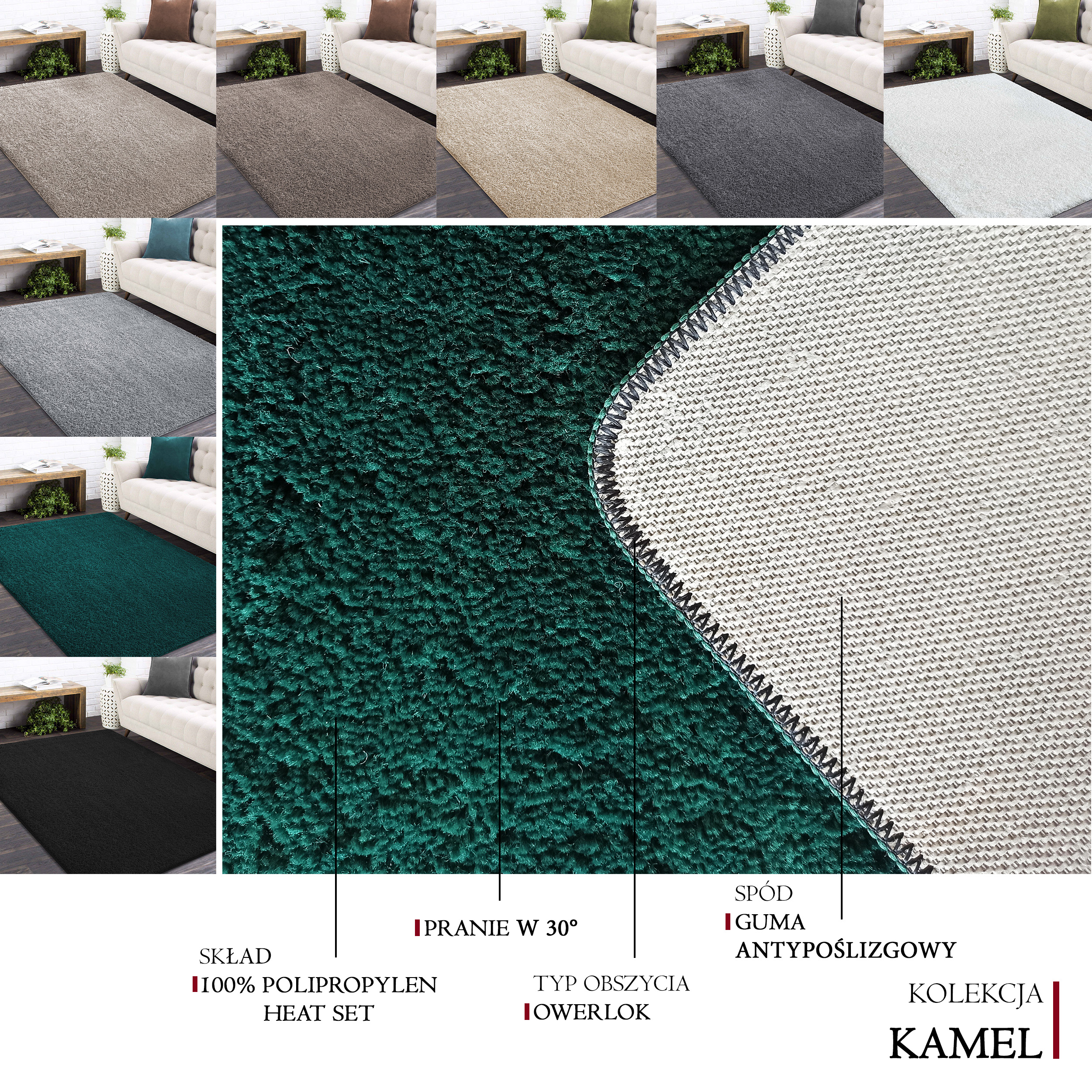 Dywan Kamel Typu Shaggy Nowoczesny Soft - Granatowy