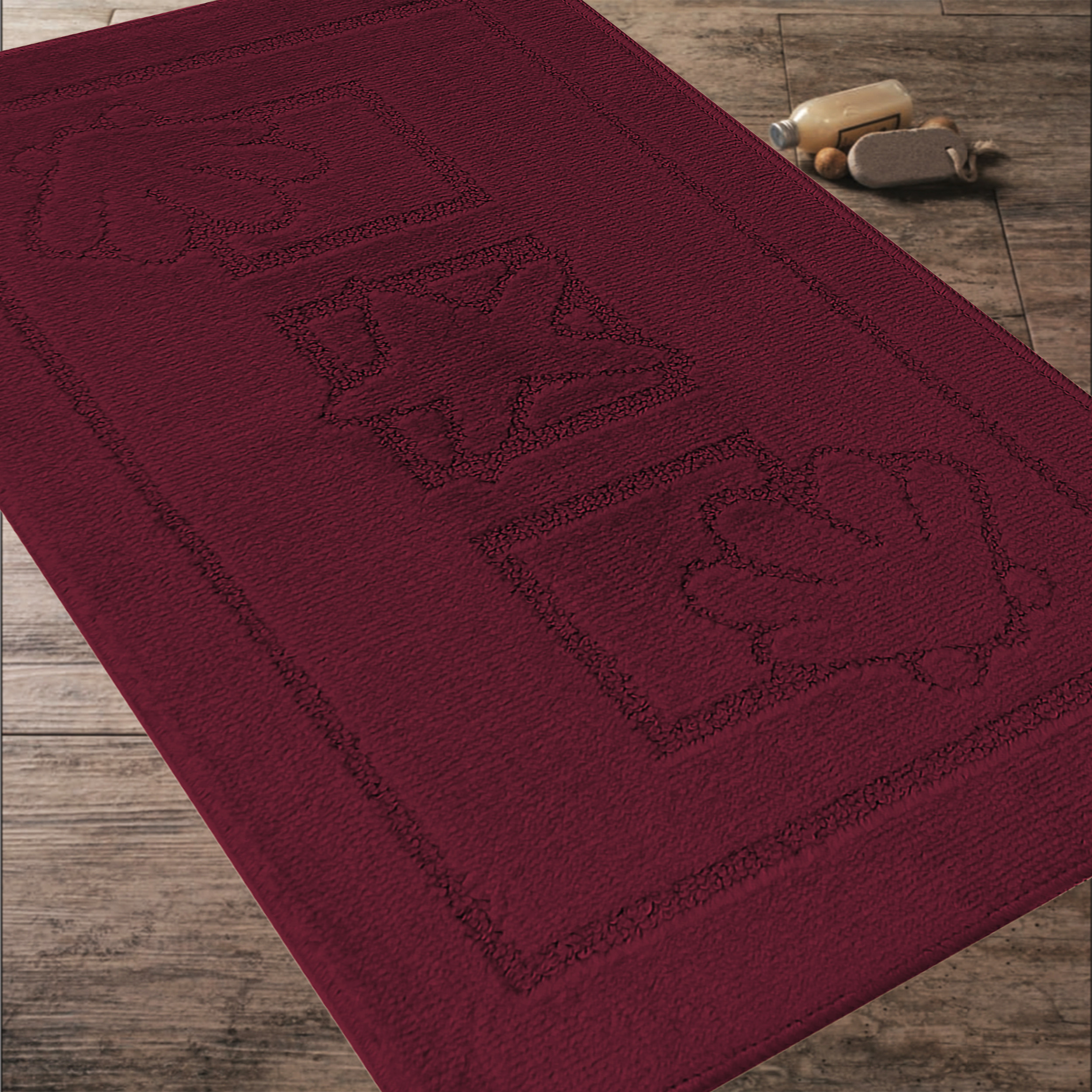 Komplet Dywaników Łazienkowych Montana Maritime - Bordowy Pod WC Antypoślizgowy