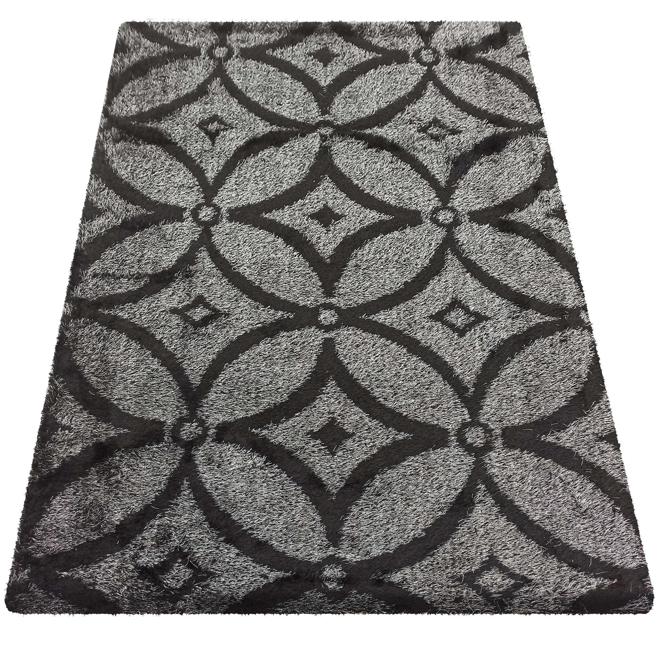 Dywan Nowoczesny Ovo Typu Shaggy - szaro - czarny Dywan Nowoczesny Ovo Typu Shaggy - szaro - czarny