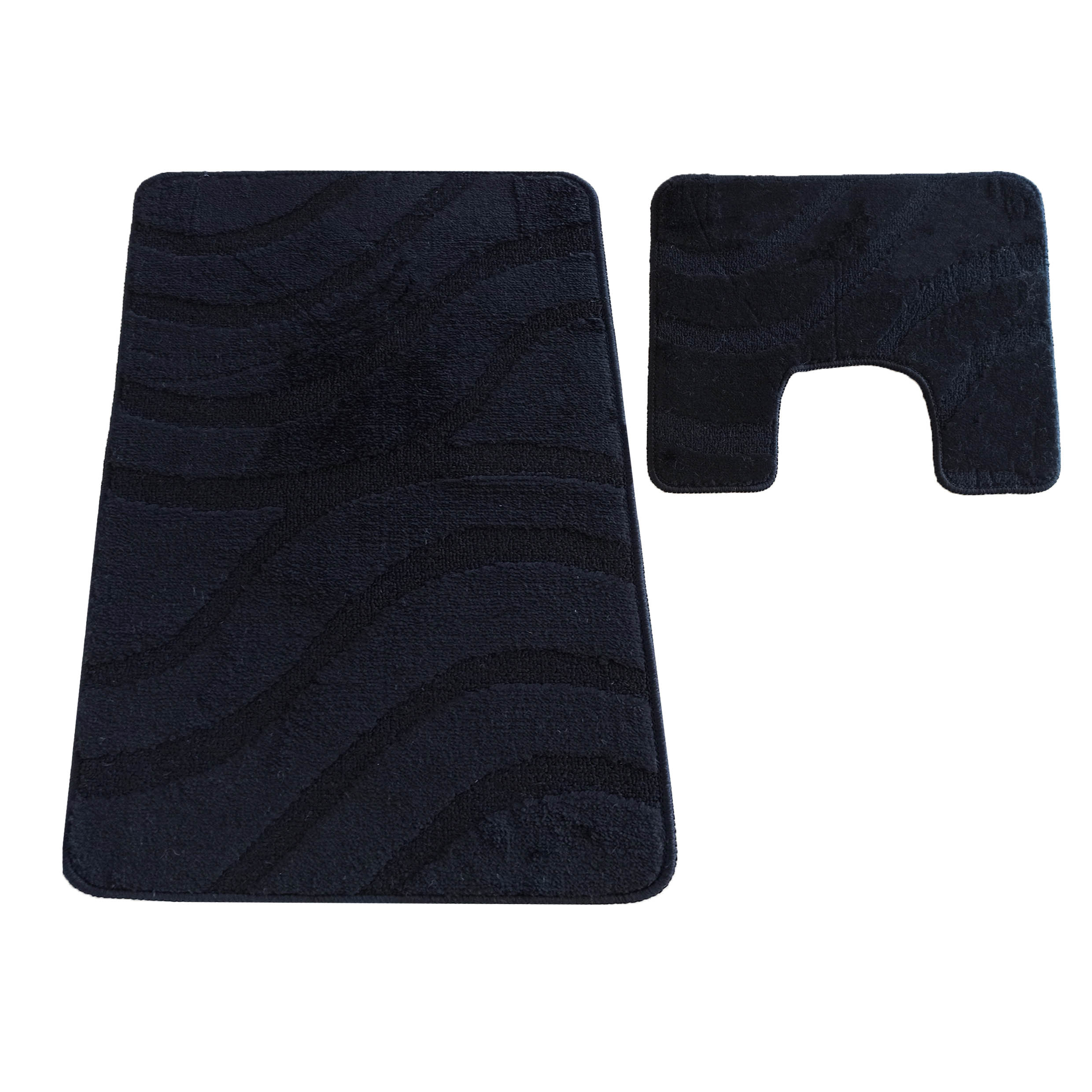 Komplet Dywaników Łazienkowych Montana Symphony - Czarny Pod WC Antypoślizgowy