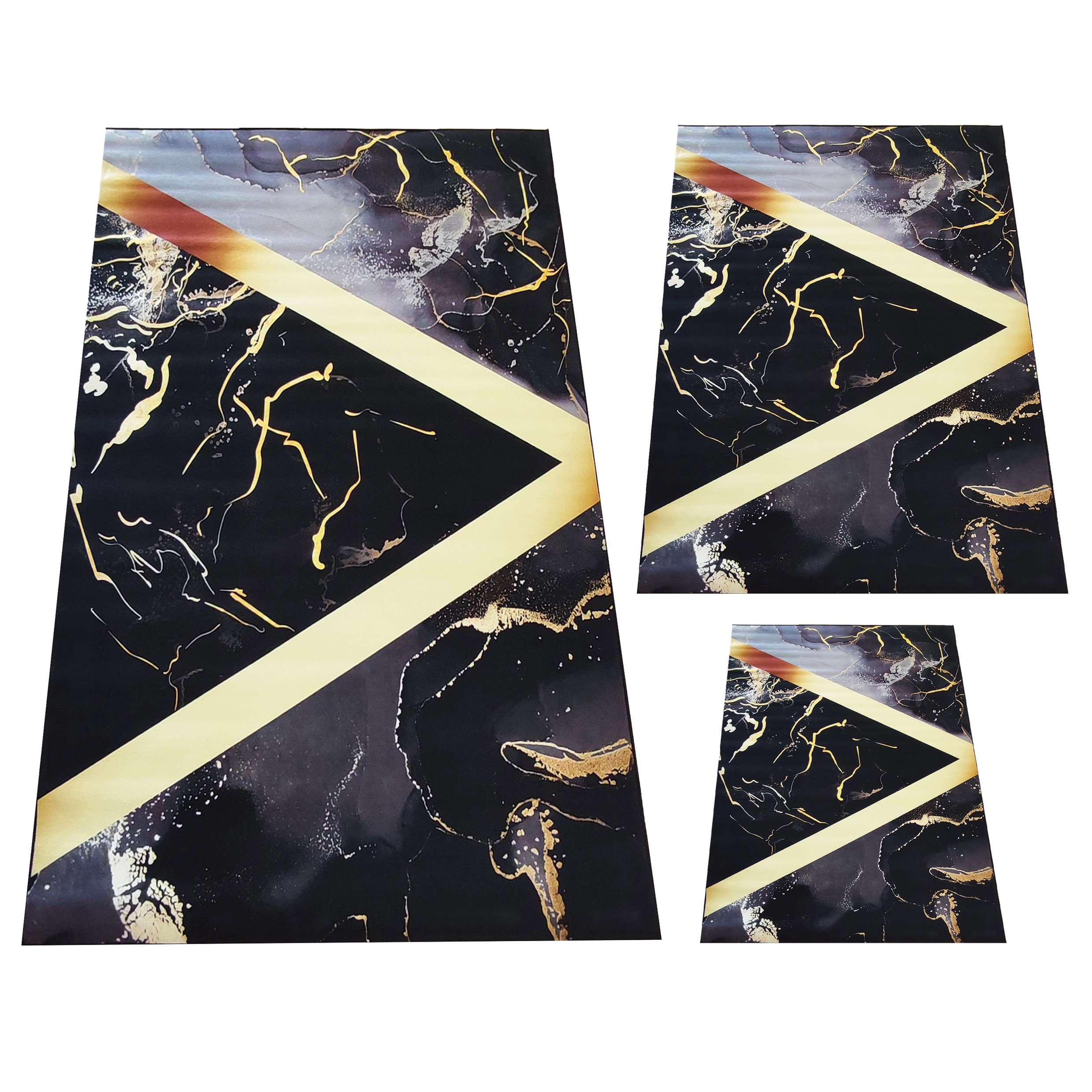 Komplet Trzech Dywaników Antypoślizgowych Black And Gold 12N Komplet Trzech Dywaników Antypoślizgowych Black And Gold 12N