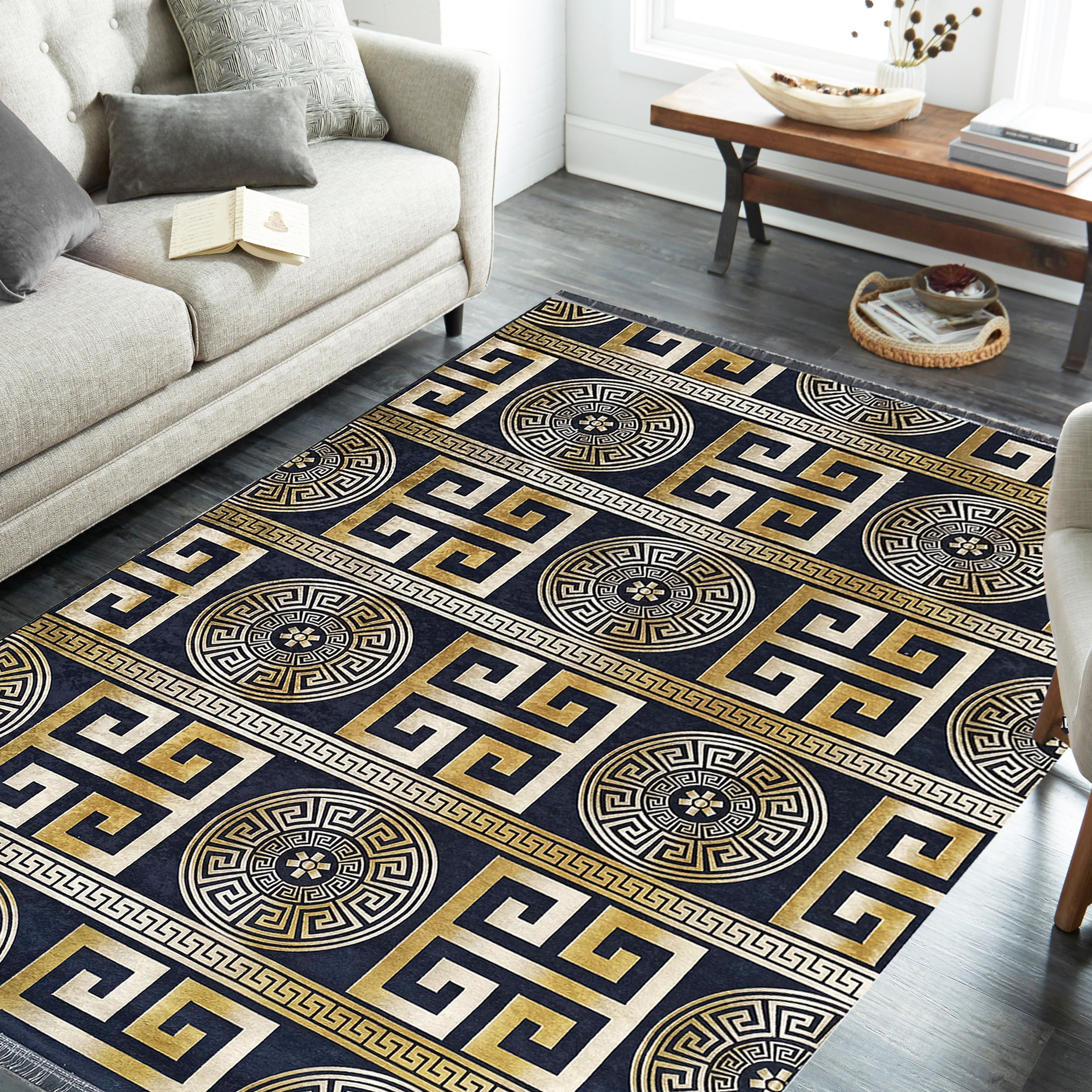 Dywan Antypoślizgowy Nowoczesny Horeca New 0022-BL - czarno - złoty