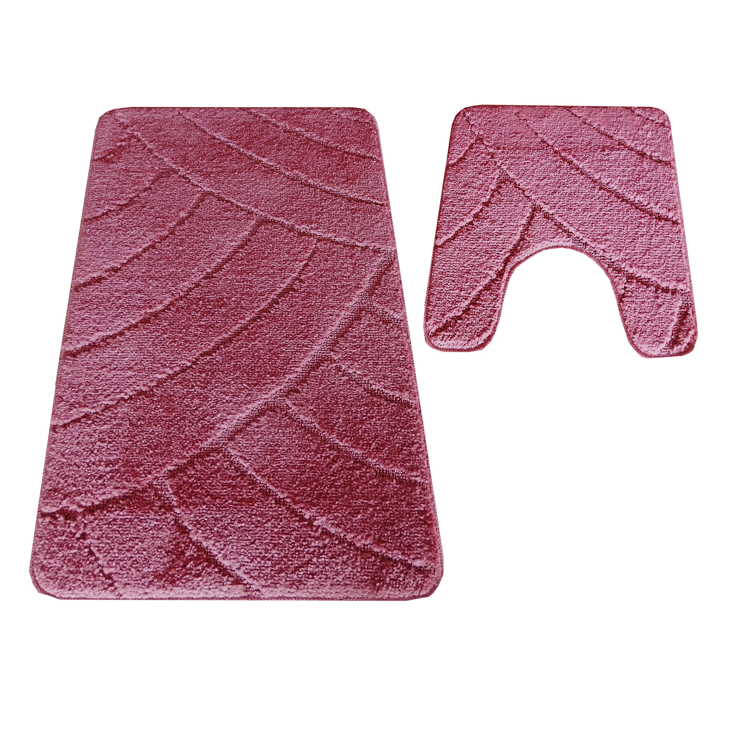 Komplet Dywaników Łazienkowych Montana Warkocz 825 - ciemny różowy Pod WC Antypoślizgowy