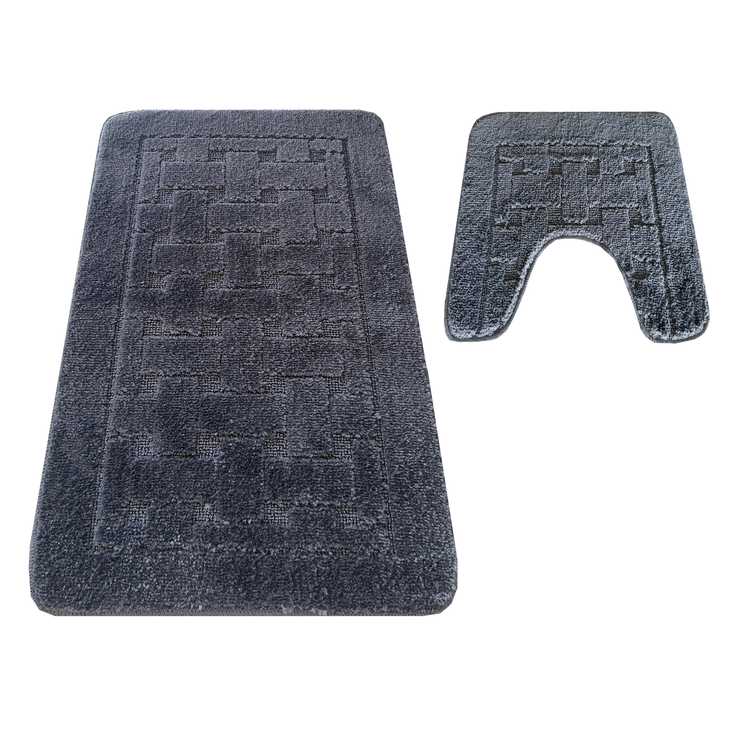 Komplet Dywaników Łazienkowych Montana Splot CLT12 - antracytowy Pod WC Antypoślizgowy