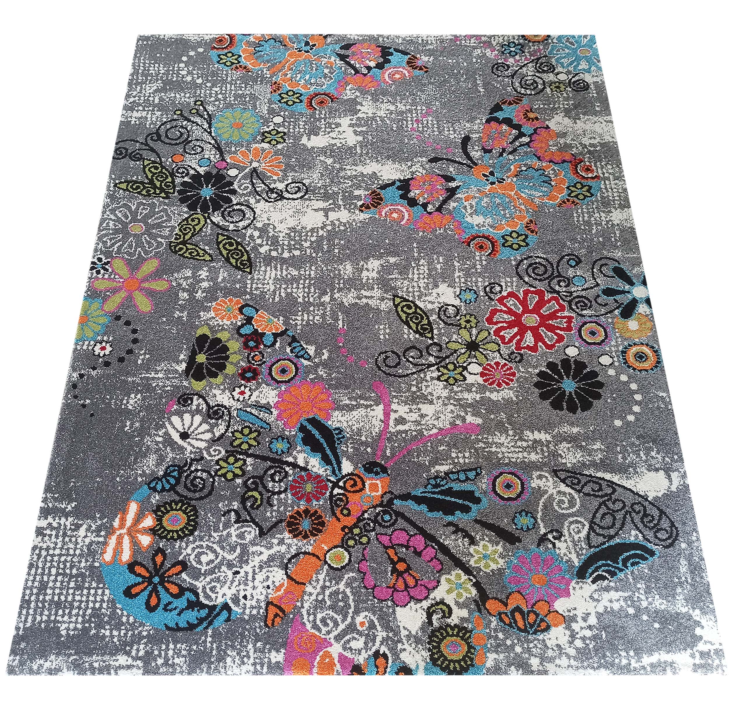 Dywan Dla Dzieci BELLA 114A Motylki - Szary